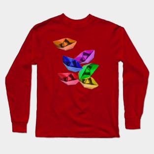 Bunch of colored paper boats Long Sleeve T-Shirt